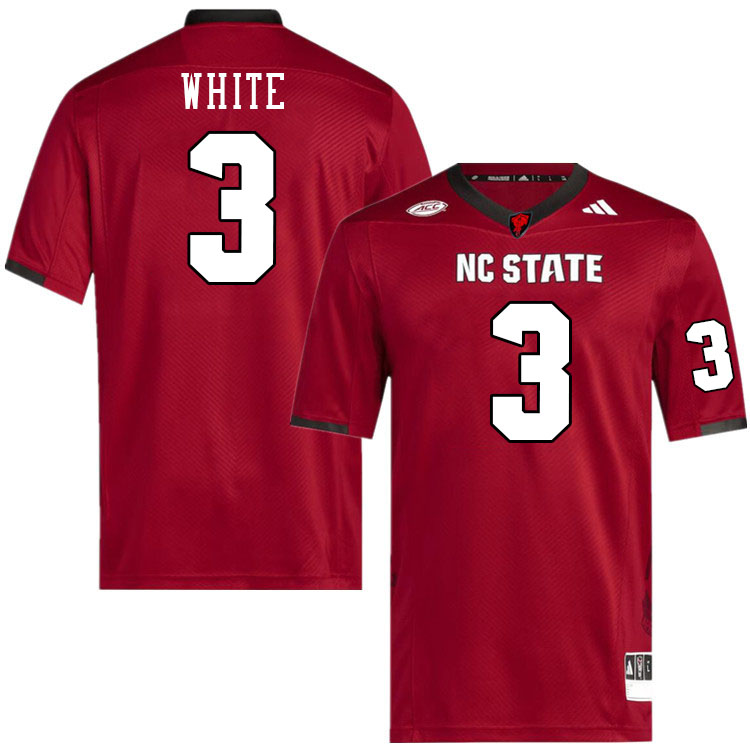 Men #3 Aydan White NC State Wolfpack College Football Jerseys Stitched-Red